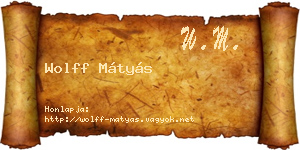 Wolff Mátyás névjegykártya